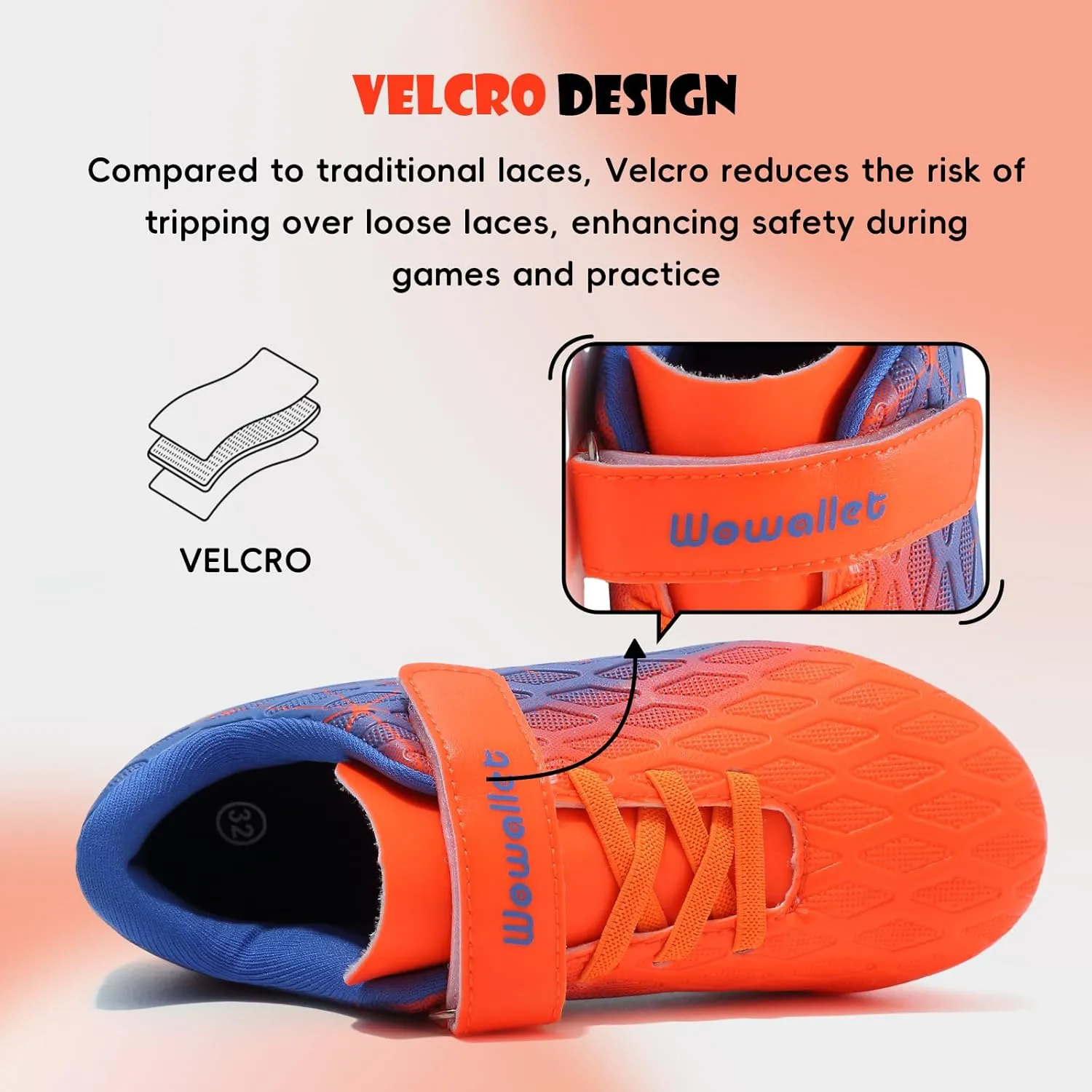 Kids Soccer Cleats Boys Girls Athletic Football Shoes for Unisex