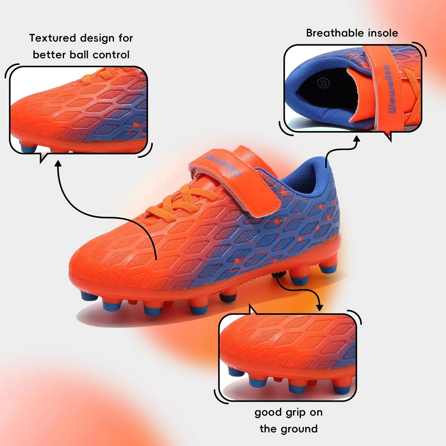 Kids Soccer Cleats Boys Girls Athletic Football Shoes for Unisex