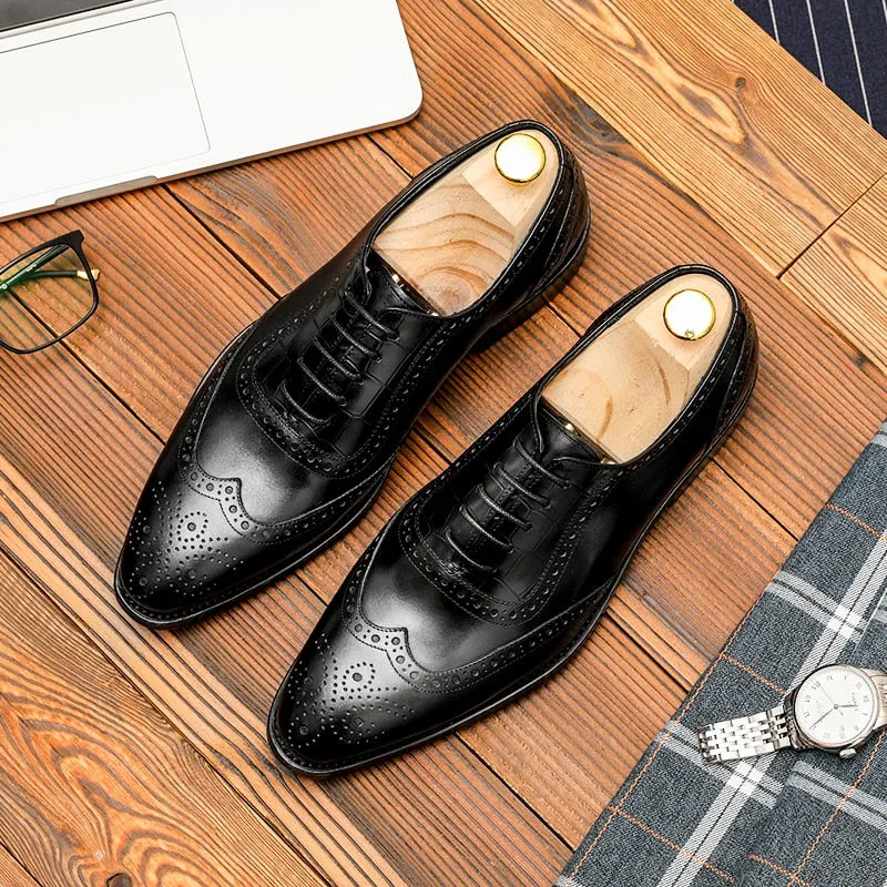 LuxePoint Exotic Pattern Lace Brogue Dress Shoes
