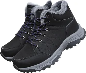 Men Work Boots Wide Width Hiking Sneakers Shoes with Fur Lined Womens Safety Toe Shoes Waterproof Waterproof Outdoor Shoes Lightweight Anti Slip Hike Grounded Footwear
