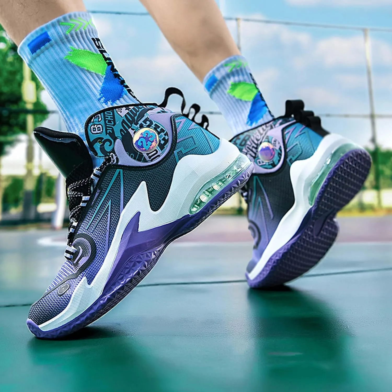 Men's Basketball Shoes,Air Cushioned Sole Provides Adequate CushioningArch Support High Top Basketball Shoes,Daily Training Shoes,Combat Basketball Shoes,Indoor and Outdoor Basketball Shoes