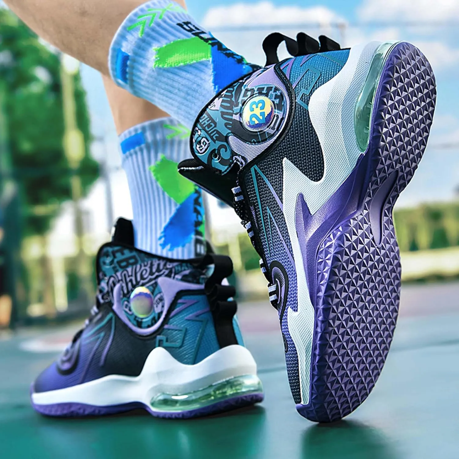 Men's Basketball Shoes,Air Cushioned Sole Provides Adequate CushioningArch Support High Top Basketball Shoes,Daily Training Shoes,Combat Basketball Shoes,Indoor and Outdoor Basketball Shoes