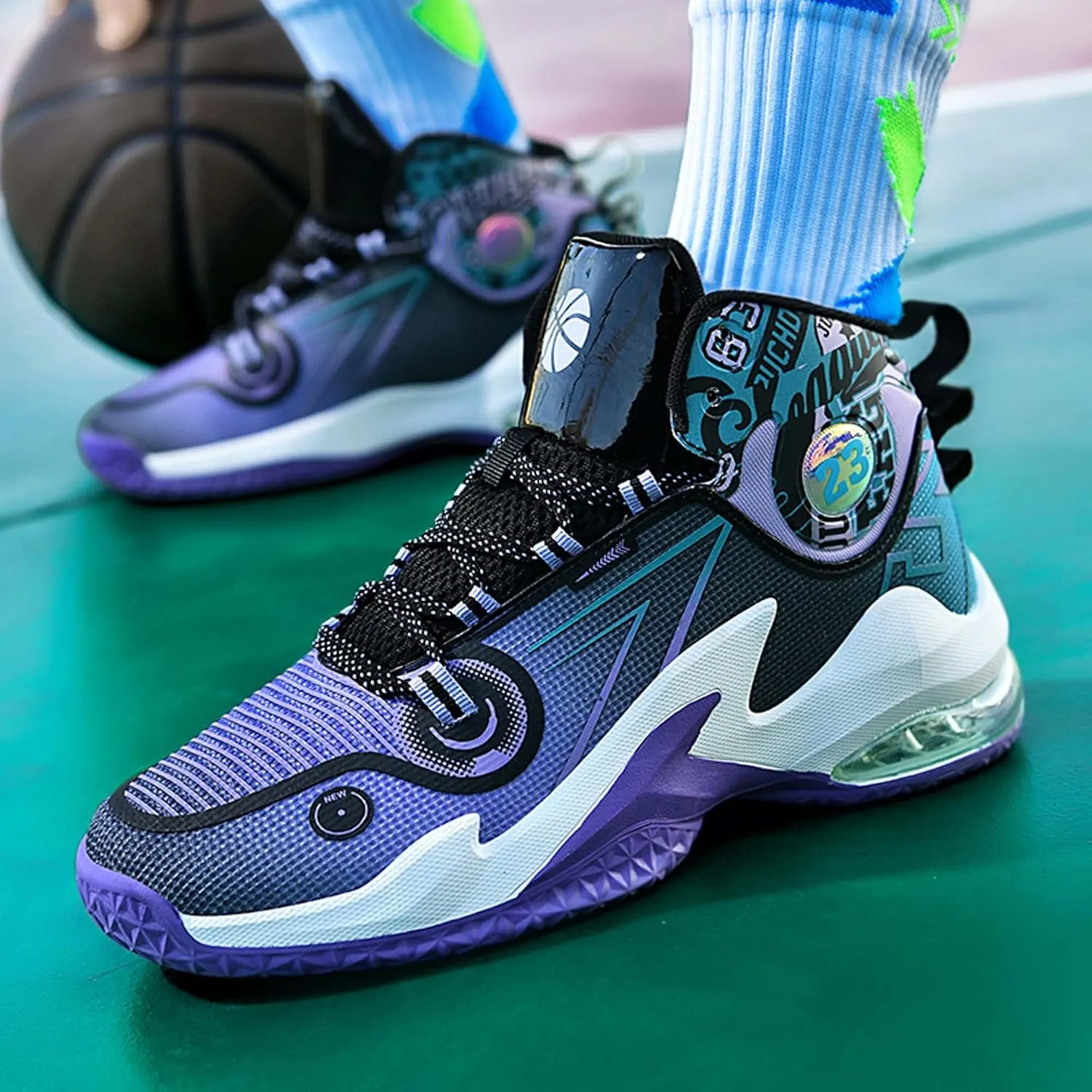 Men's Basketball Shoes,Air Cushioned Sole Provides Adequate CushioningArch Support High Top Basketball Shoes,Daily Training Shoes,Combat Basketball Shoes,Indoor and Outdoor Basketball Shoes