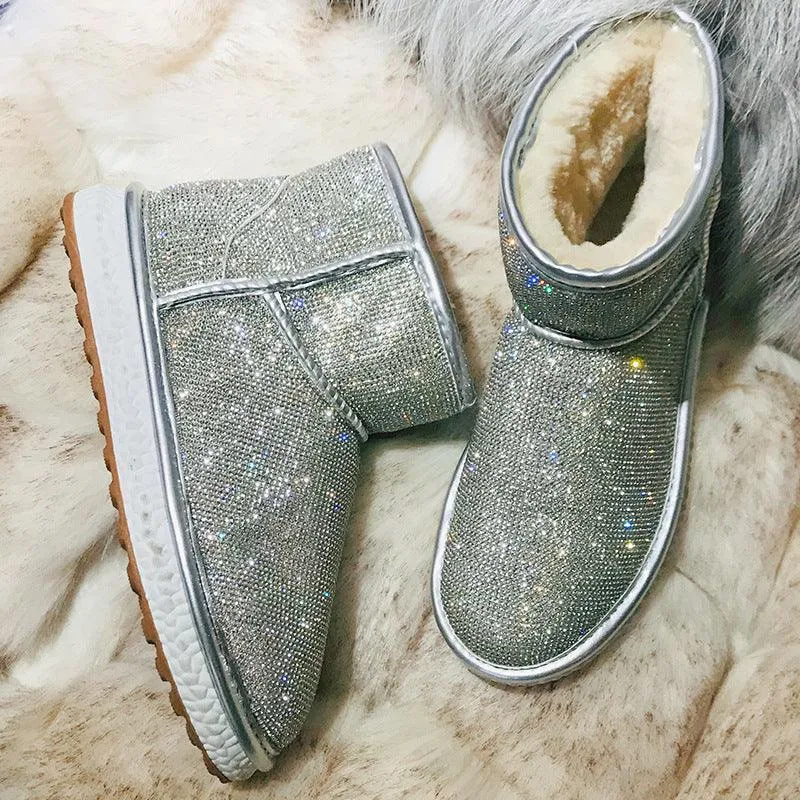 Rhinestone snow boots