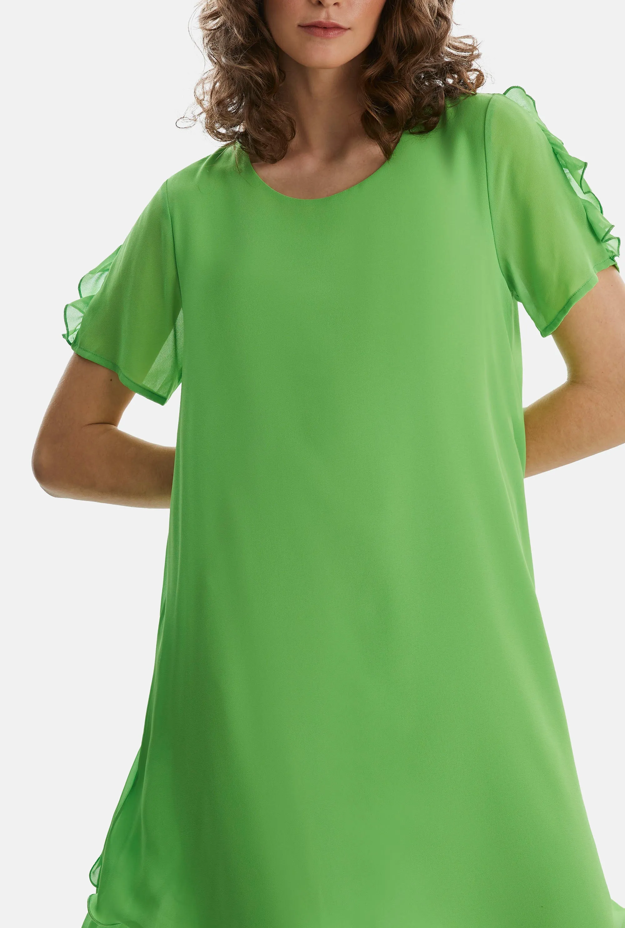 Short Sleeve Wave Hem Dress Green
